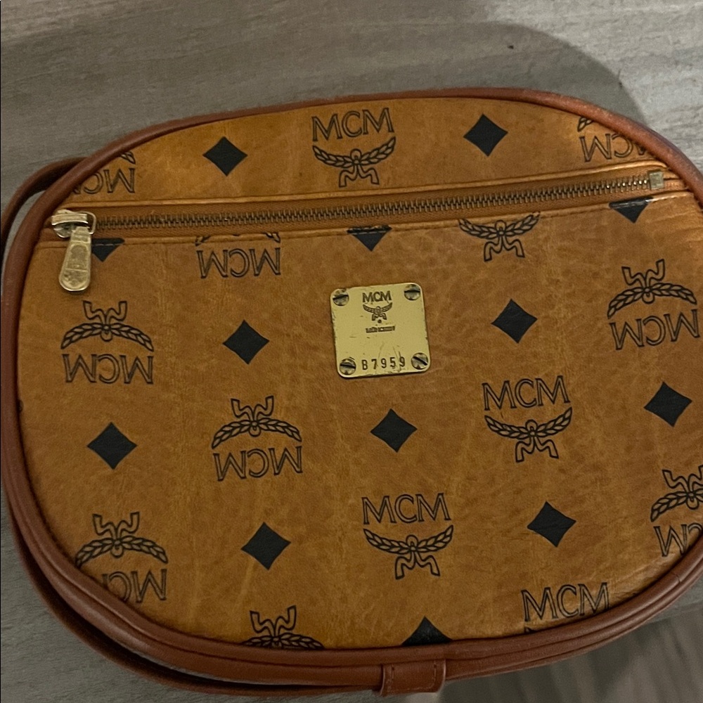 MCM Tan Visetos Shoulder Bag